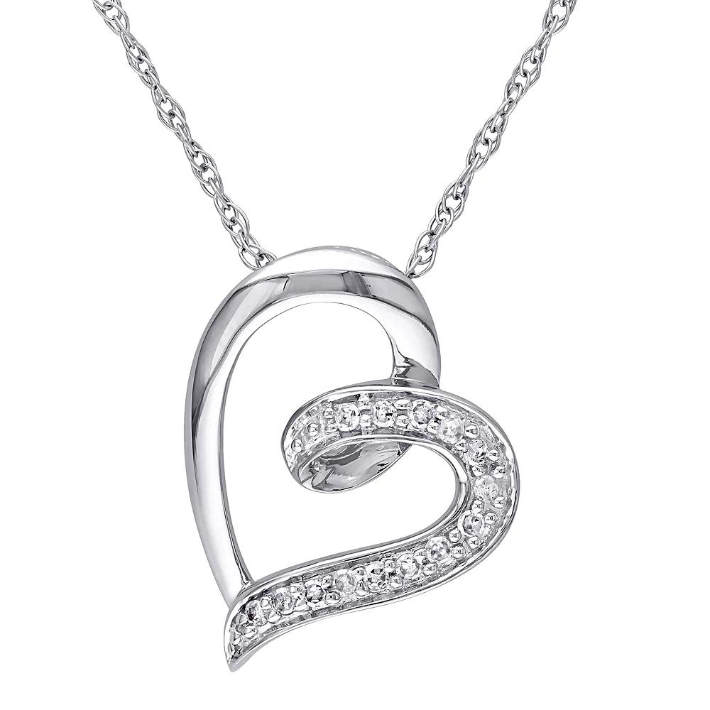 Stella Grace 10k White Gold Diamond Accent Open Heart Pendant Necklace, Women's, Size: 17", 10k Whgold Product Image