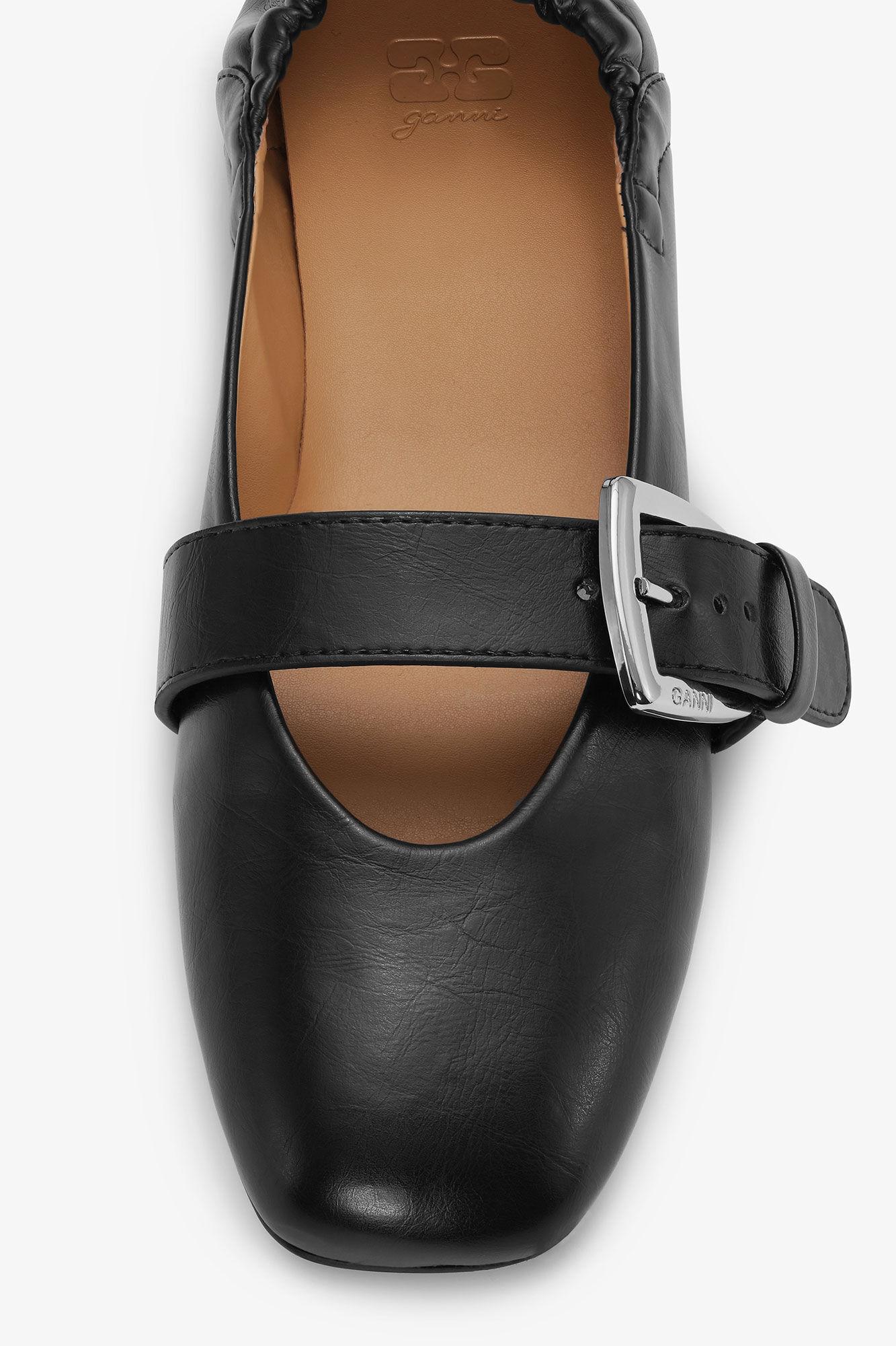 Black Buckle Strap Ballerinas Product Image