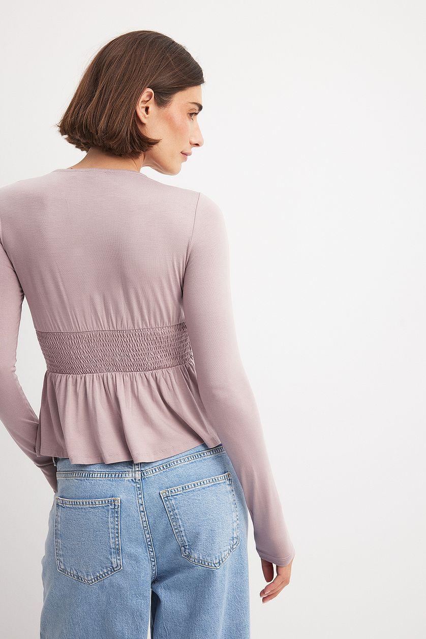 Long Sleeve Smock Top Pink Product Image