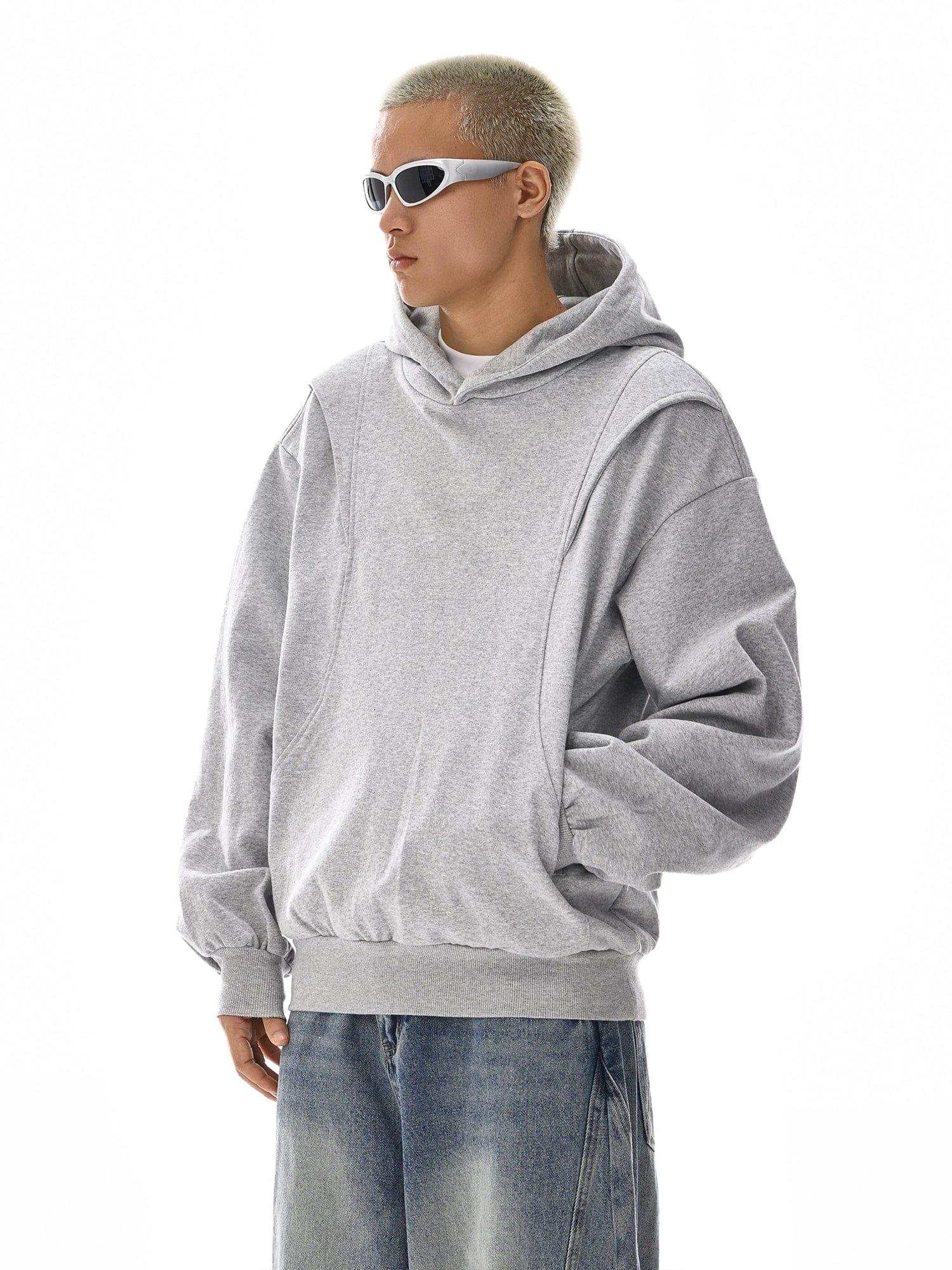 RT No. 12119 GRAY RECONSTRUCTED PULLOVER HOODIE Product Image