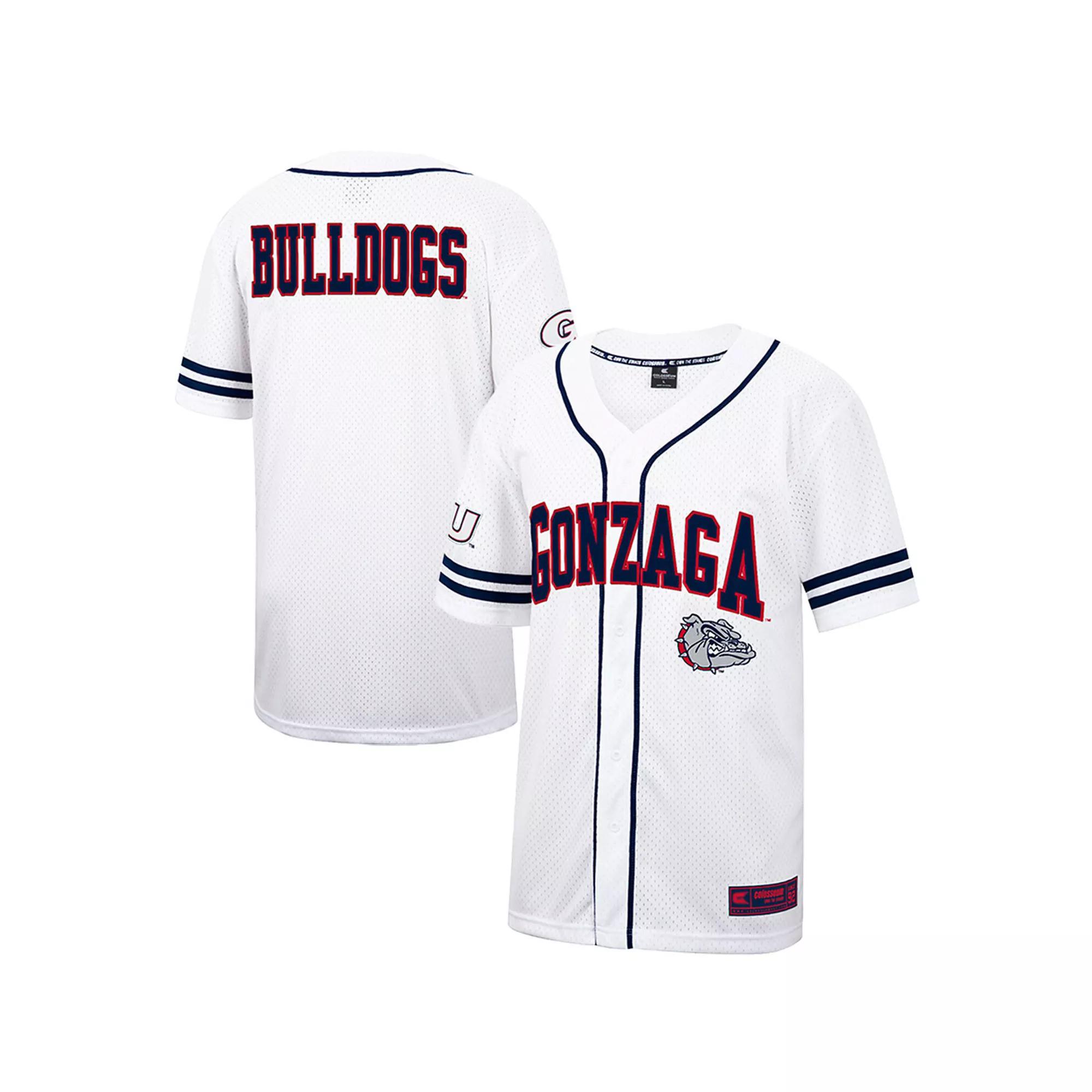 Men's Colosseum White Gonzaga Bulldogs Free Spirited Mesh Button-Up Baseball Jersey,  Product Image