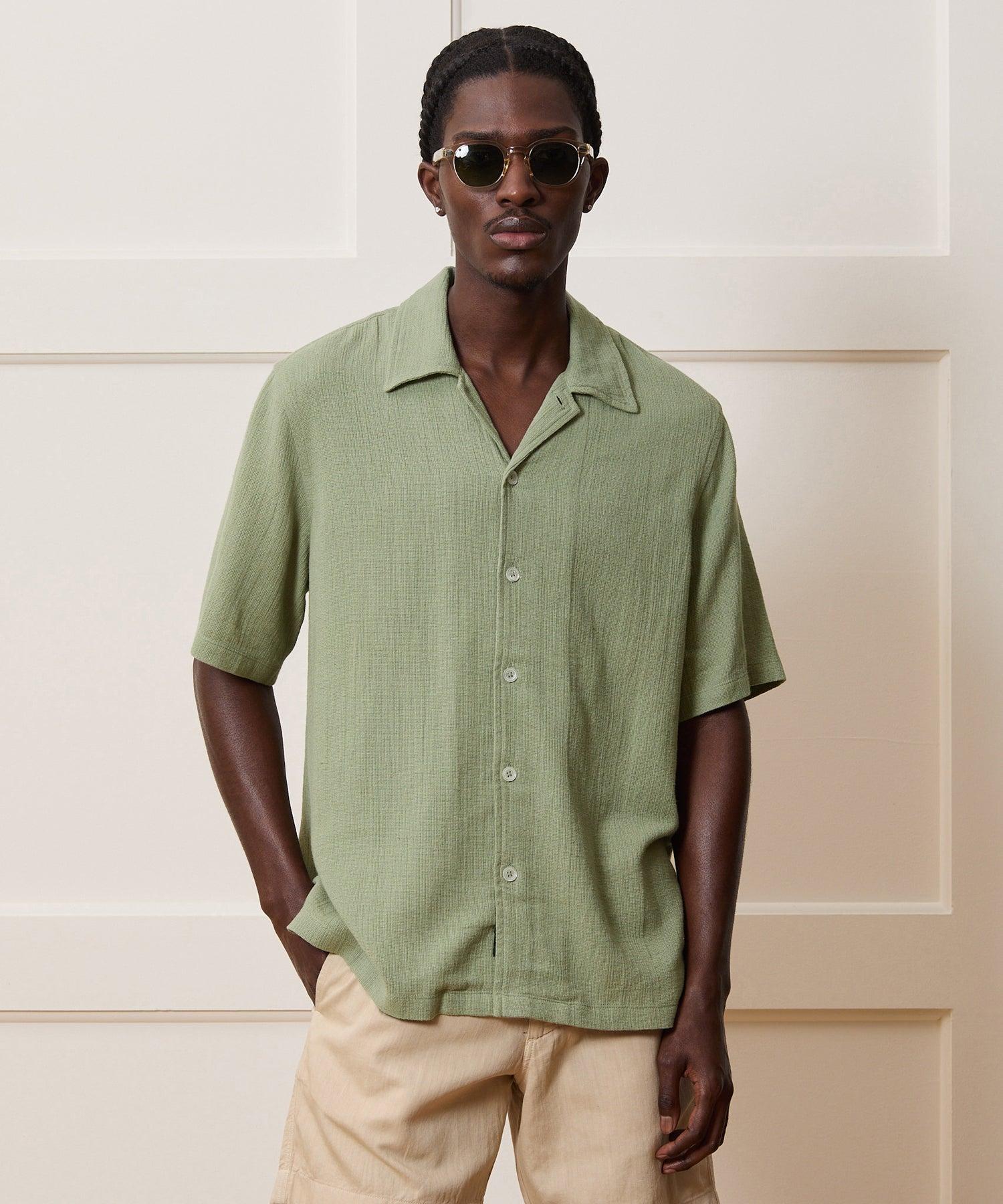 Relaxed Basketweave Camp Collar Shirt Product Image