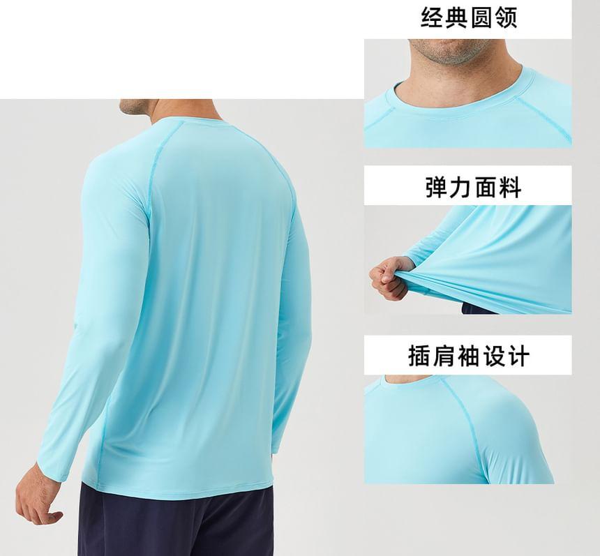 Long-Sleeve Round Neck Plain Sport T-Shirt Product Image
