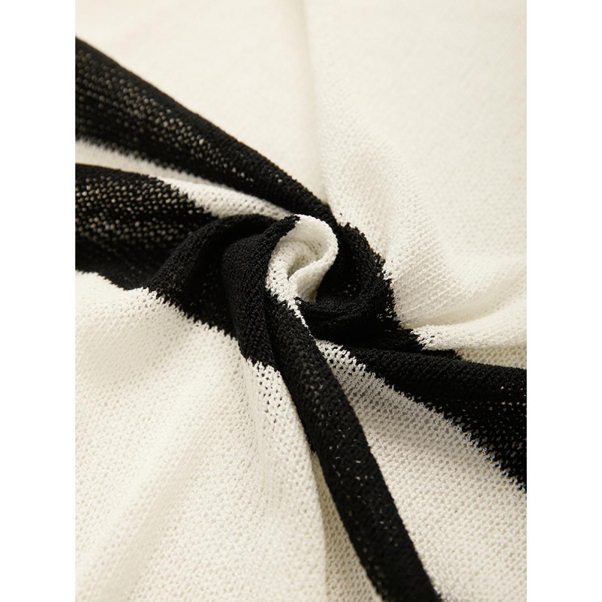 Plus Size Striped Pocket Open Front Cardigan Beige Women Casual Loose Long Sleeve Everyday Cardigans BloomChic 30/6X Product Image