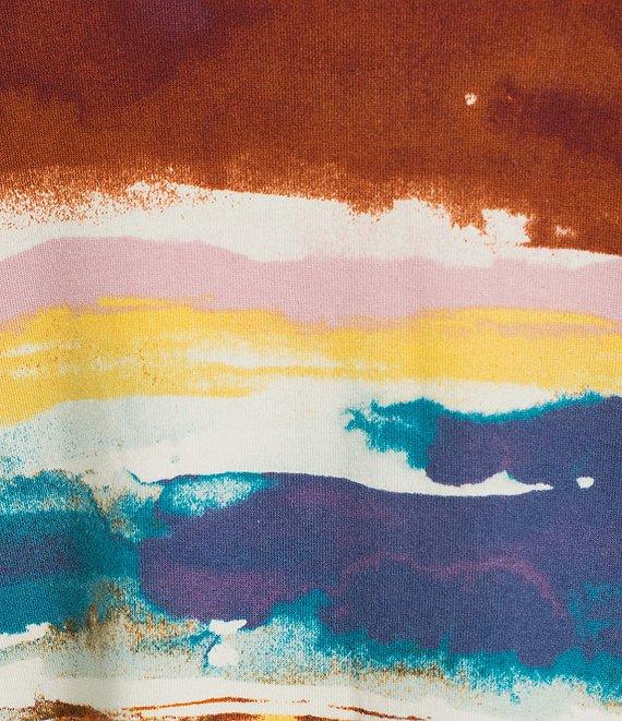 Westbound Petite Size Zephyr Mocha Vintage Stripe Long Sleeve Crew Neck Knit Tee Product Image