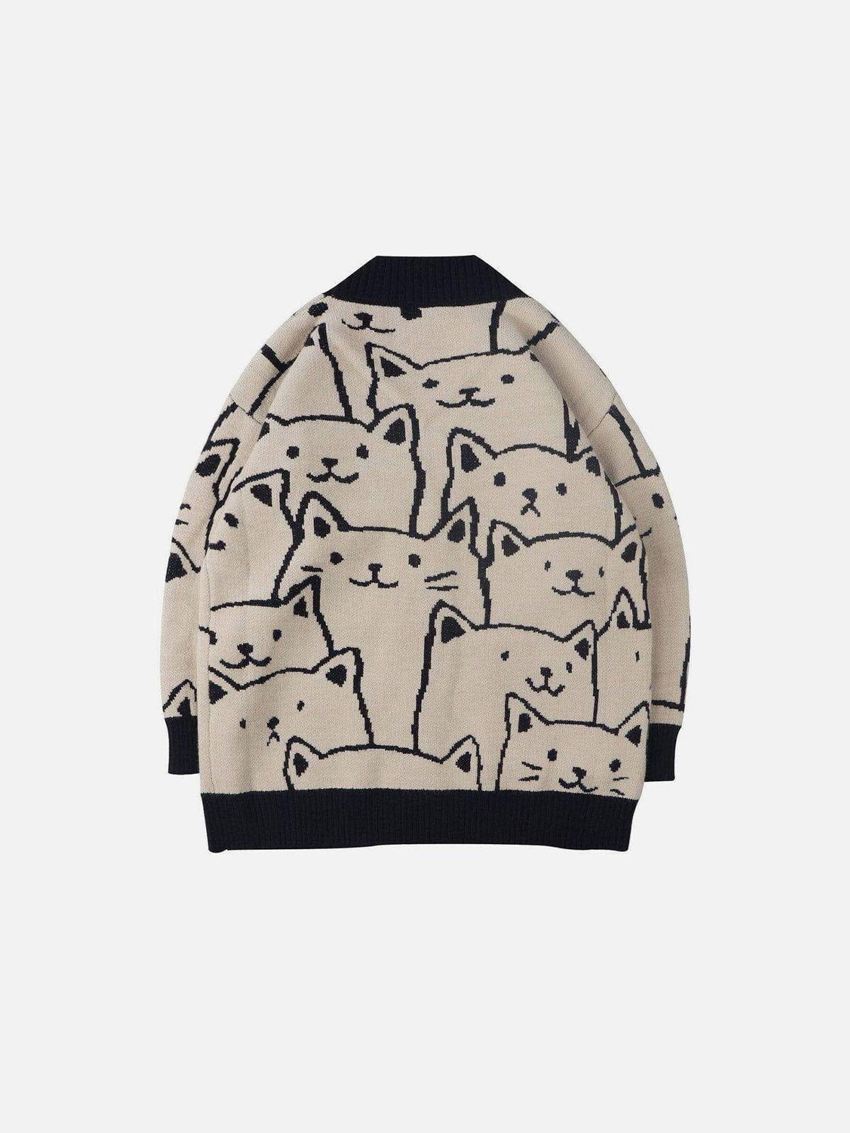 Aelfric Eden Cartoon Cat Print Knit Cardigan Product Image