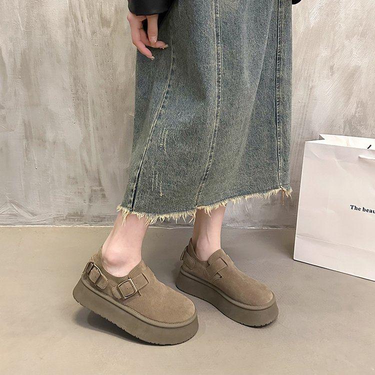 Buckled Platform Slip Ons Product Image