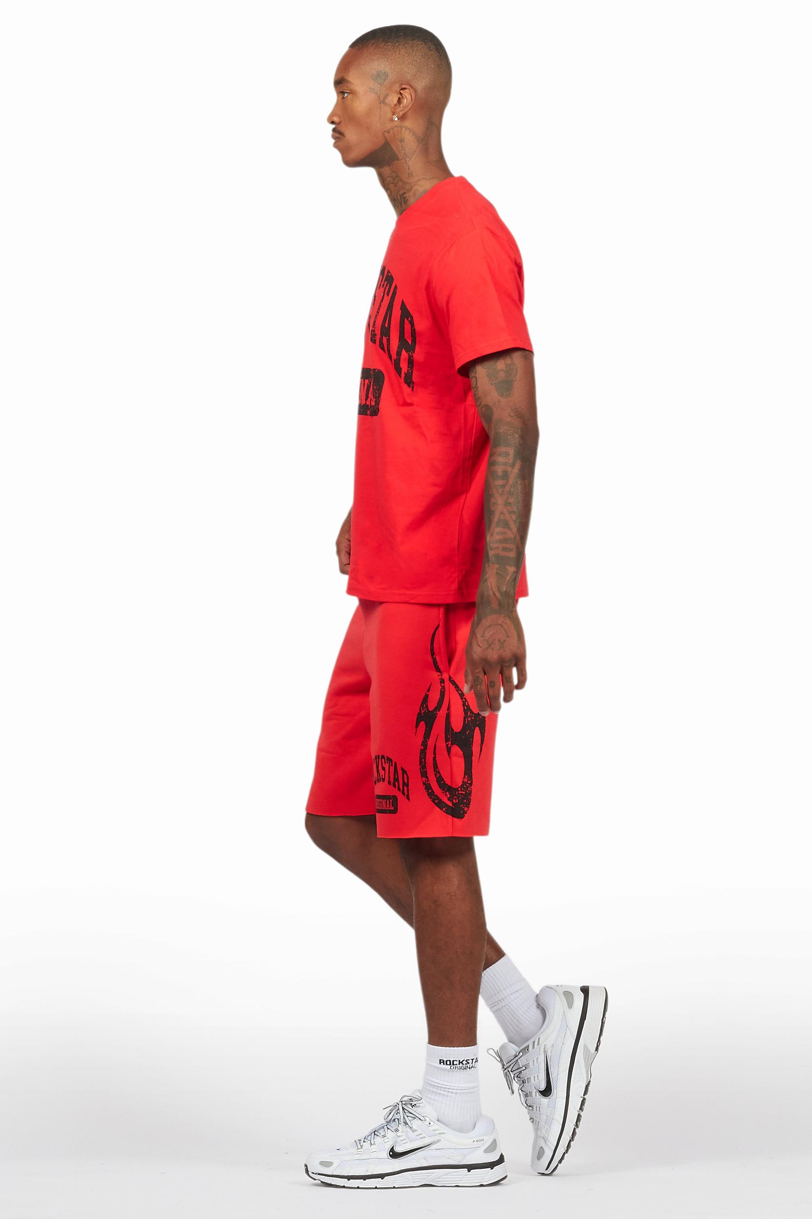 Members Red/Black T-Shirt/Short Set Male Product Image