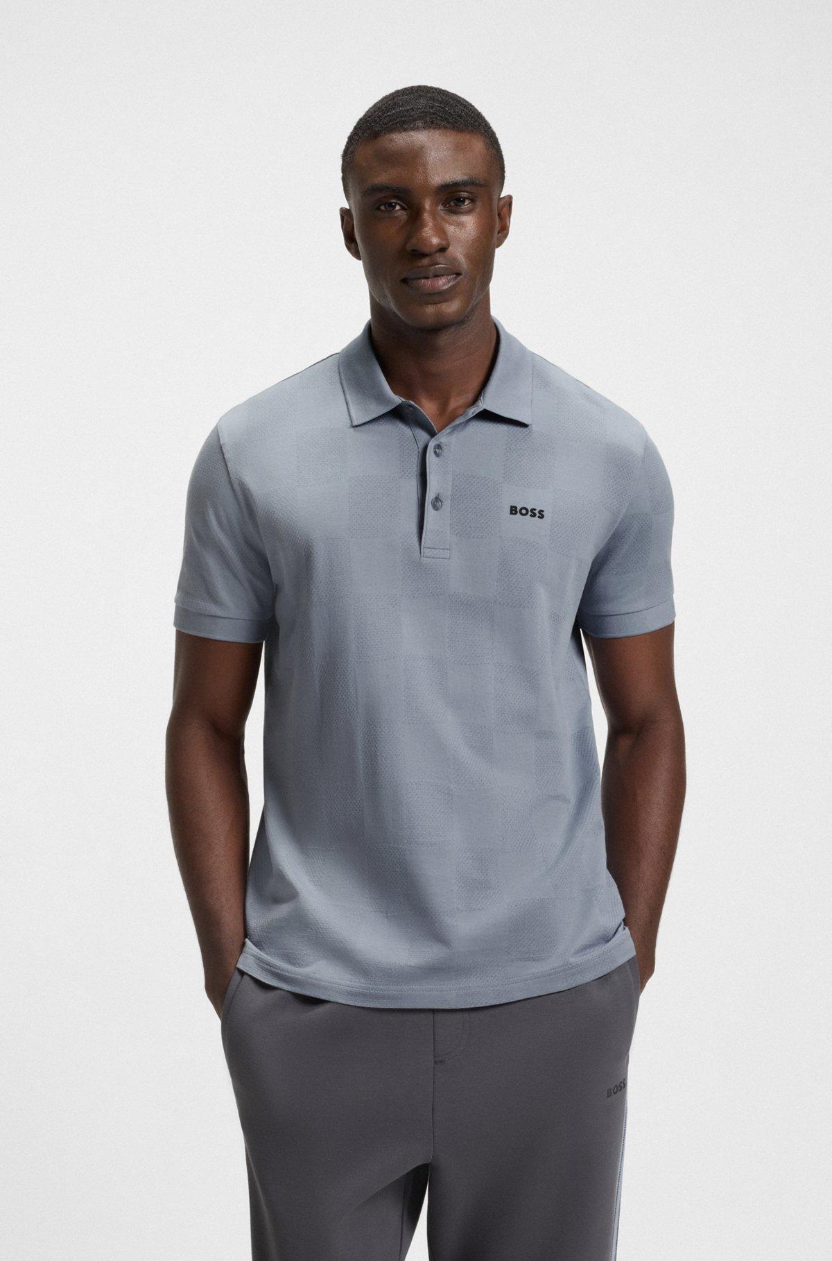 BOSS - Cotton polo shirt with jacquard body-mapping - Dark Grey Product Image