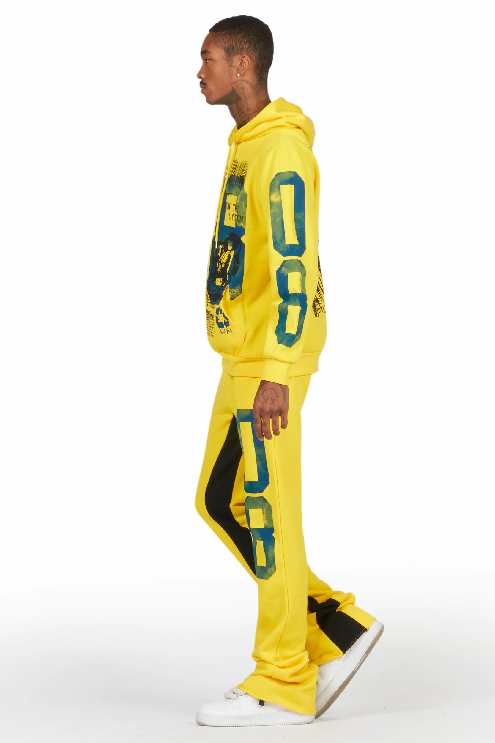 Grill Yellow Hoodie Baggy Track Pant Set Male Product Image