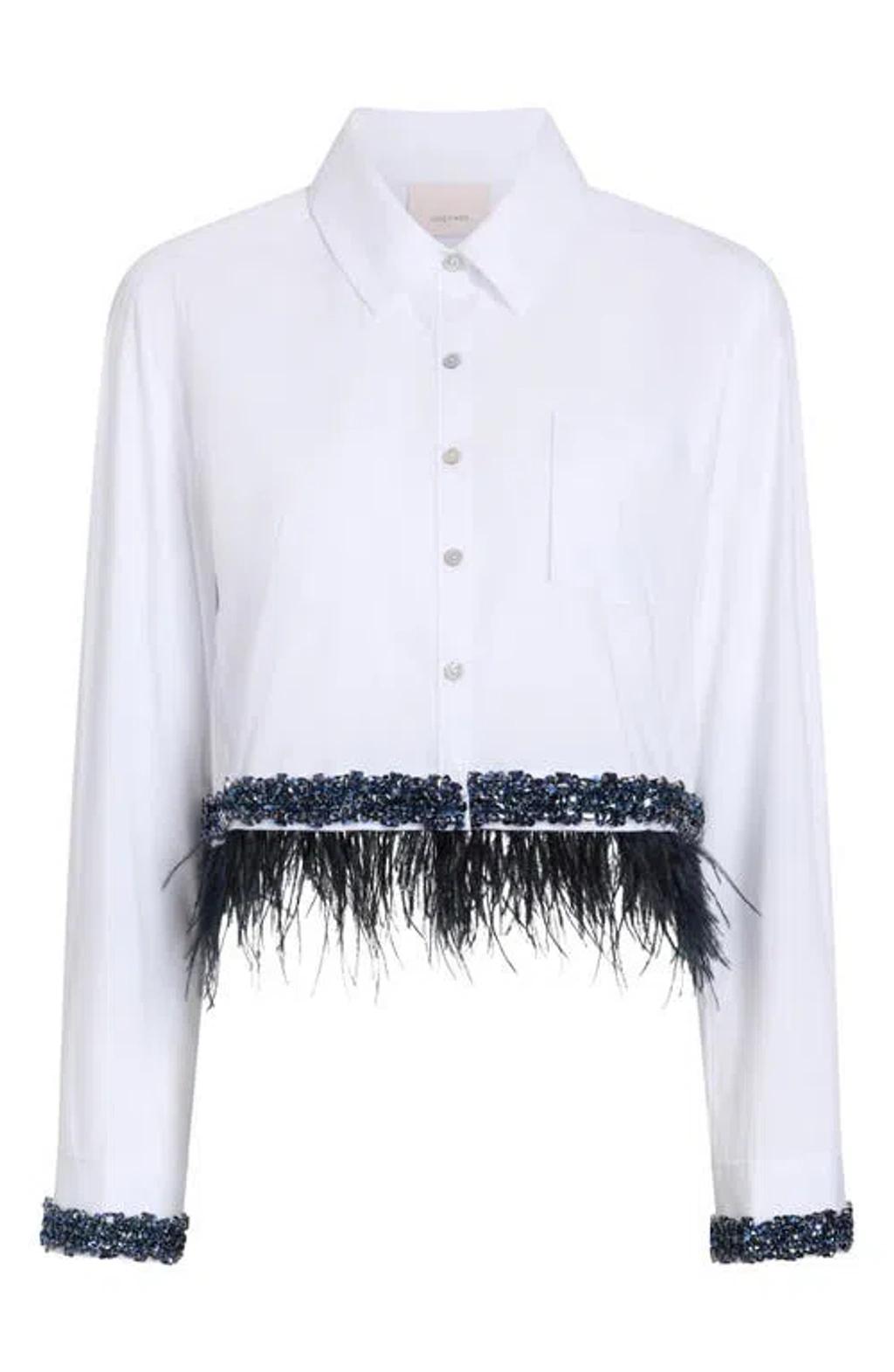 CINQ À SEPT Sylvan Embellished Button-front Shirt In White Product Image