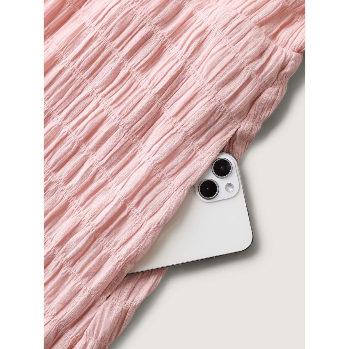 Plus Size Textured Halter Neck Solid Midi Dress Nudepink Women Halter neck Sleeveless Curvy BloomChic 28/5X Product Image