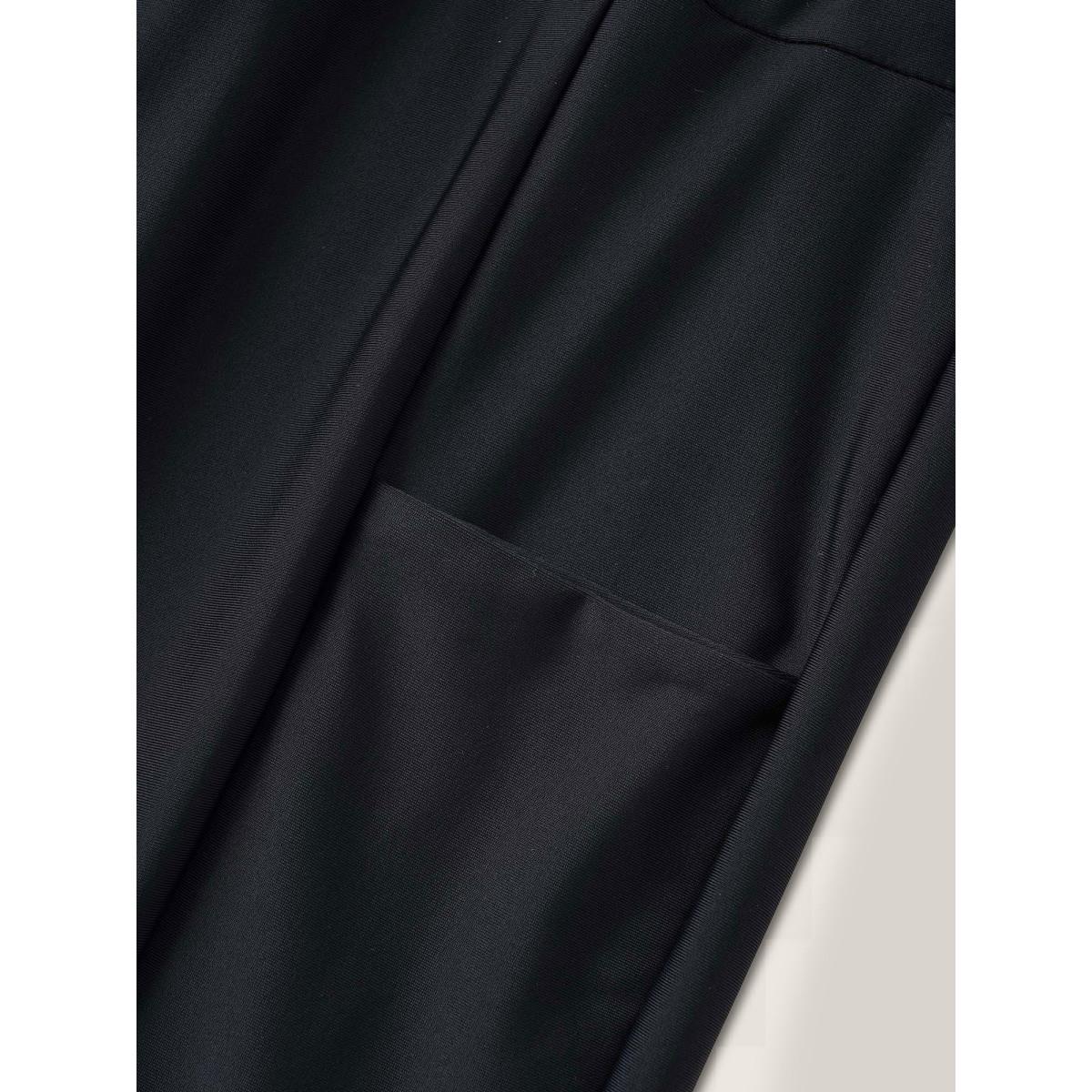 Plus Size Super Stretchy Pocket Skinny-Fit Swim Bottom Women's Swimwear Black Resort Non High stretch Skinny High Rise Slanted pocket Curve Swim Bottoms BloomChic 28/5X Product Image