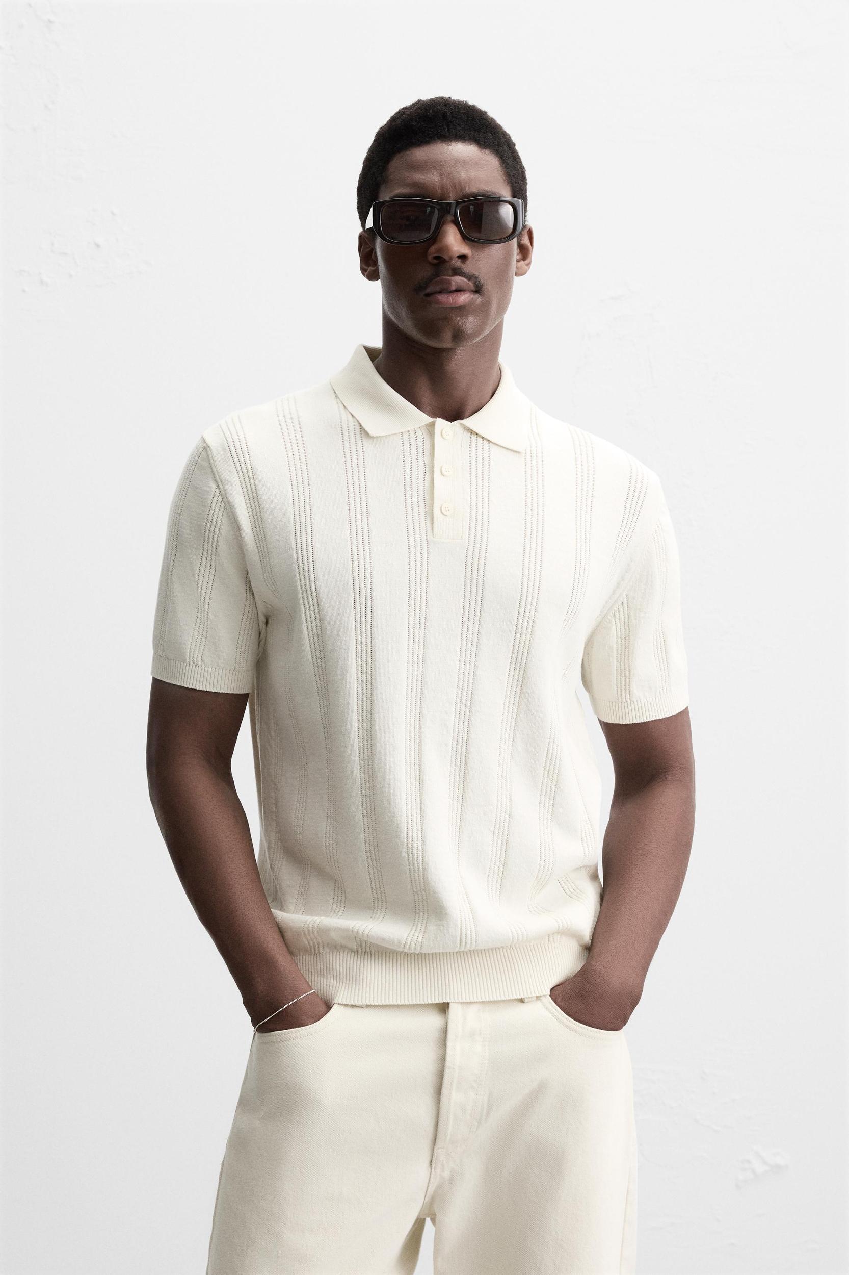 RIBBED KNIT POLO SHIRT Product Image