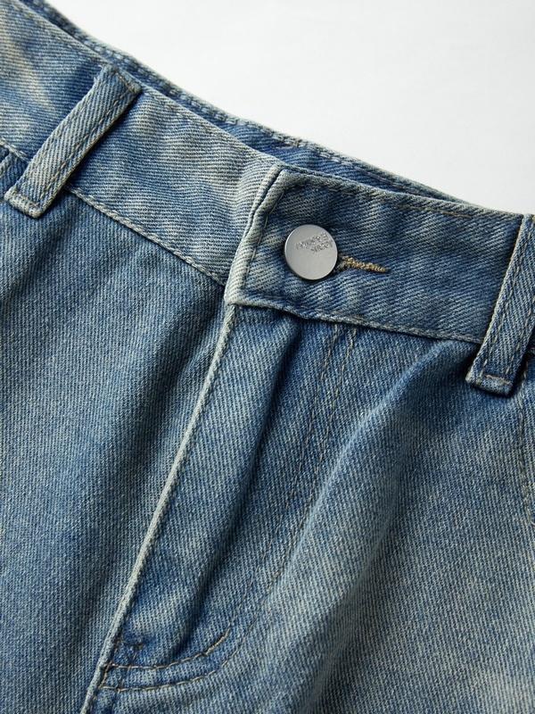 Men's Distressed Wash Ripped Loose Jeans Product Image