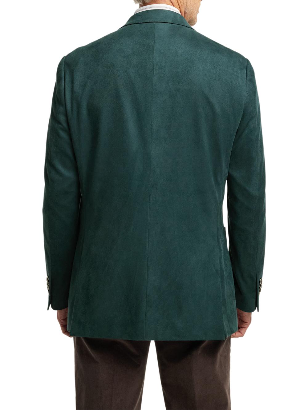 Microsuede Single Breasted Notch Lapel Sport Coat - Dark Green Product Image