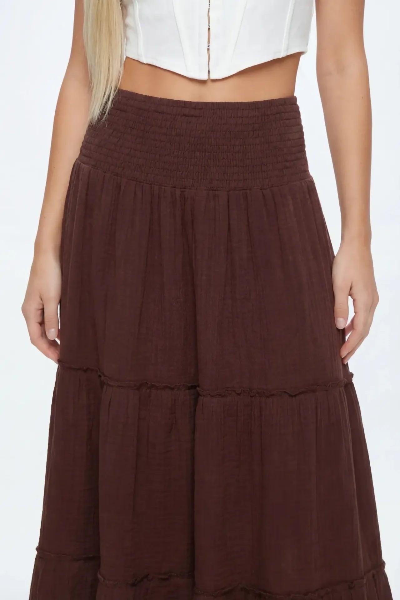 Smocked Waist Tiered Maxi Skirt Female Product Image