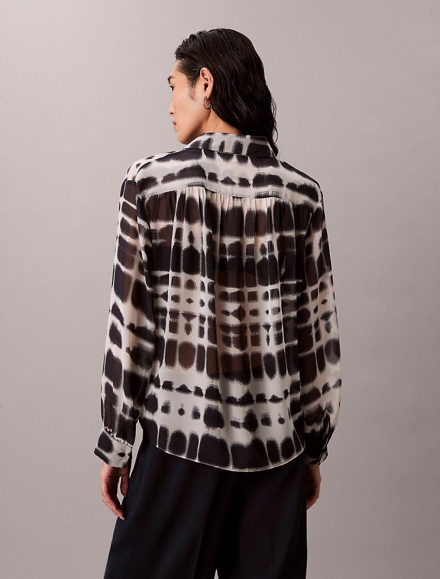 Chiffon Printed Classic Button-Down Shirt  Product Image