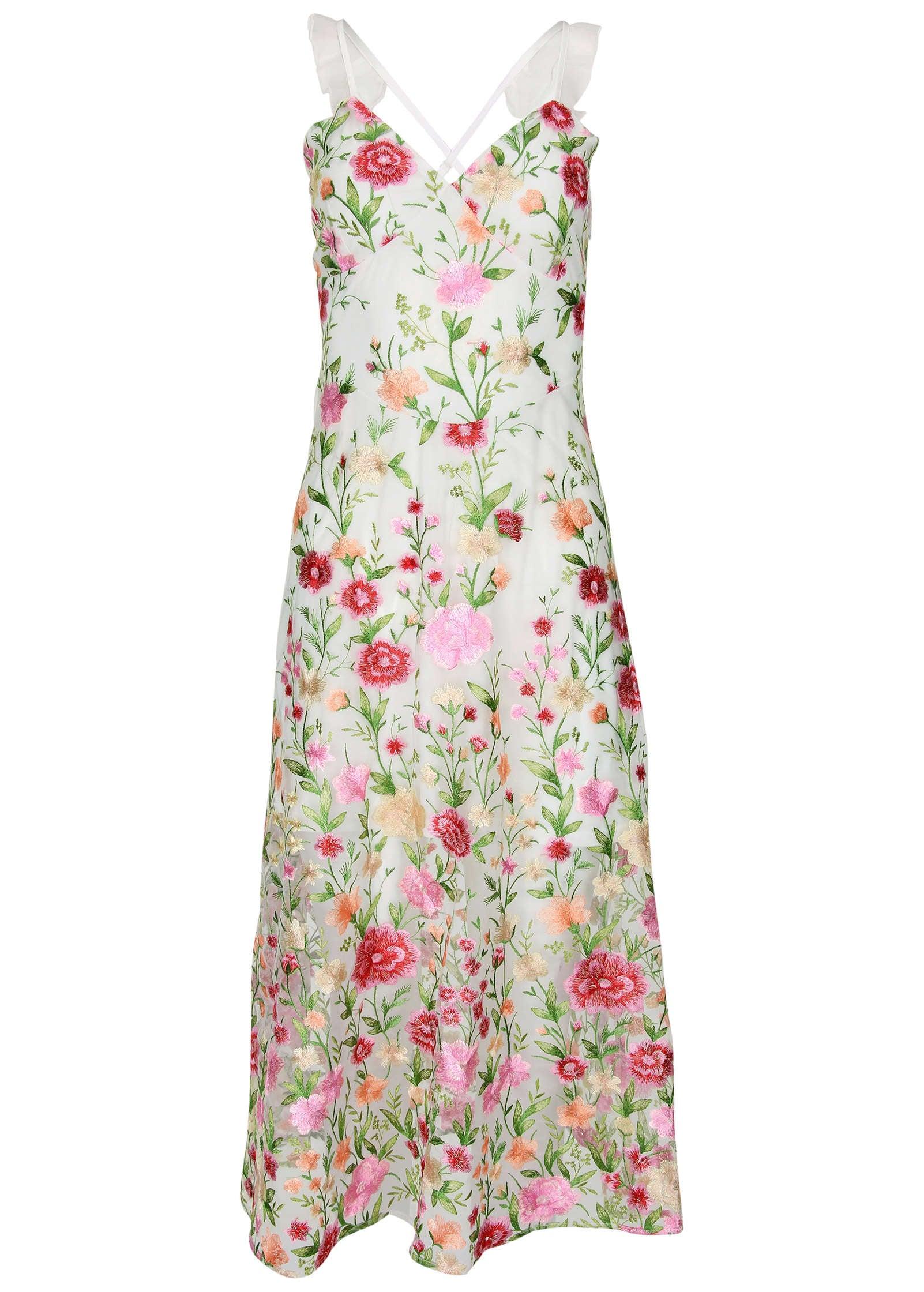 Sheer Embroidered Maxi  - White Multi Product Image