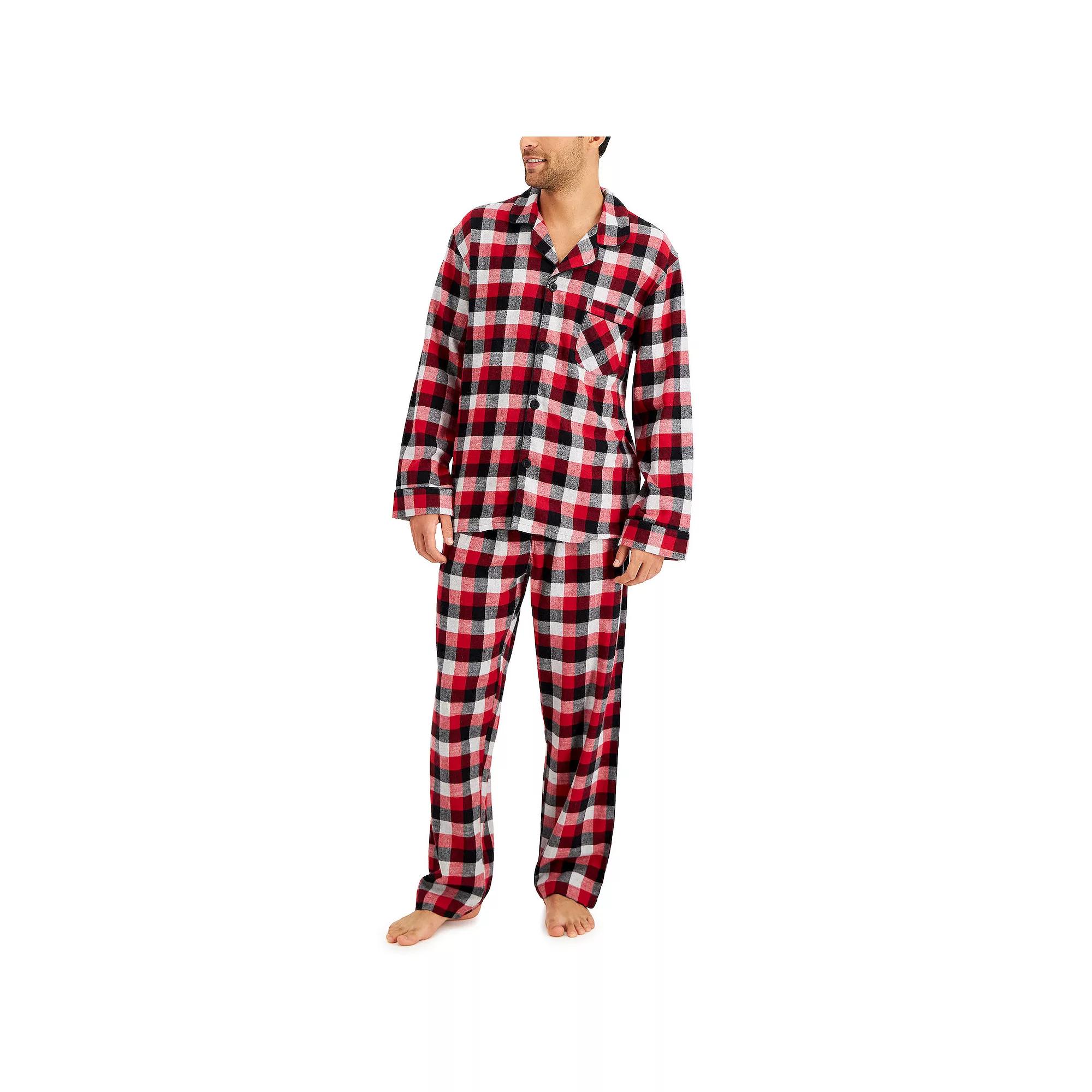 Men's Hanes Ultimate® Plaid Flannel Pajama Set, Size: XL, Red Buffalo Plaid Product Image