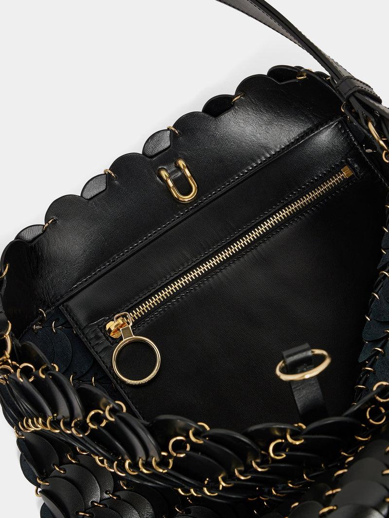 Large Black bucket Paco bag in leather Product Image