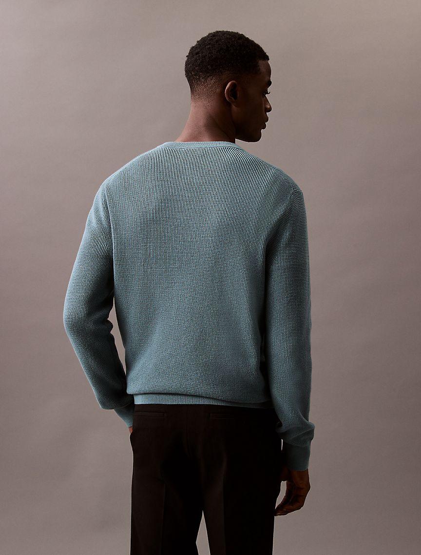 Smooth Cotton Waffle Henley Sweater Product Image