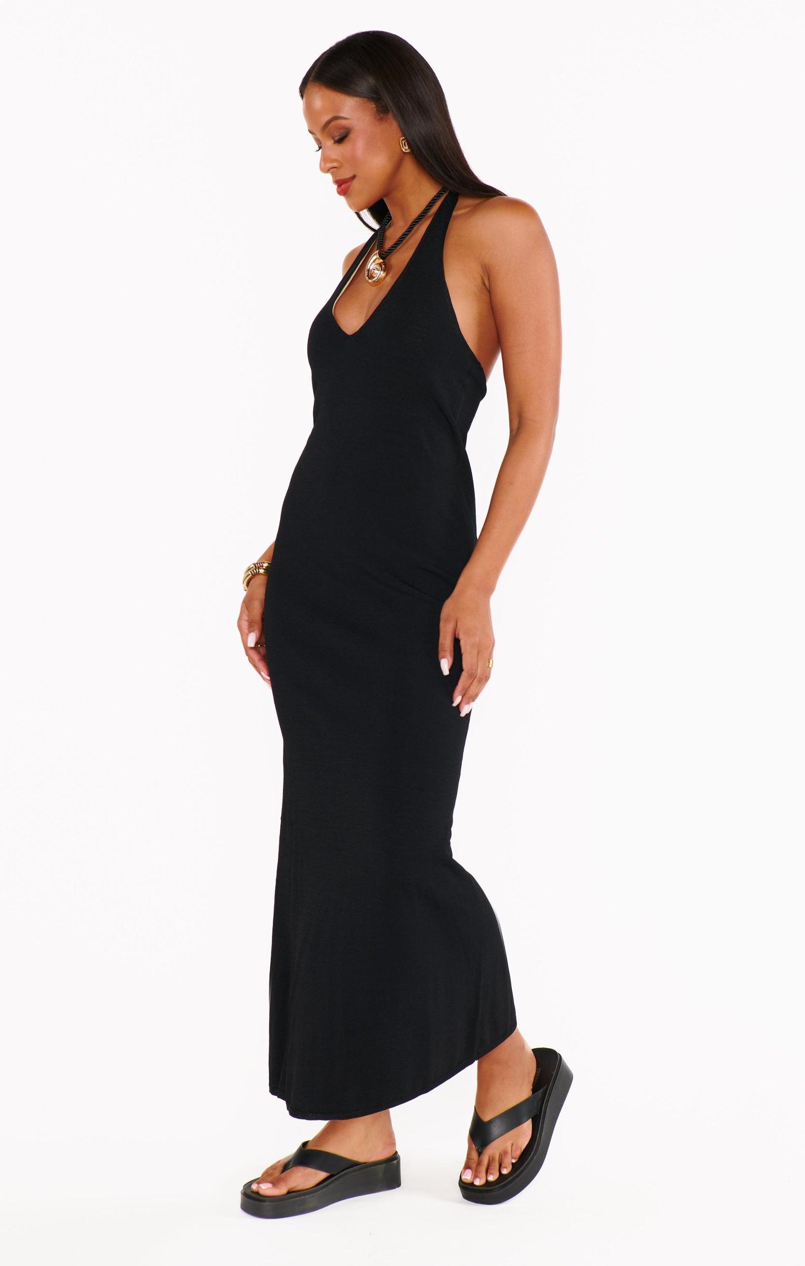 Kate Halter Dress ~ Black Knit Product Image