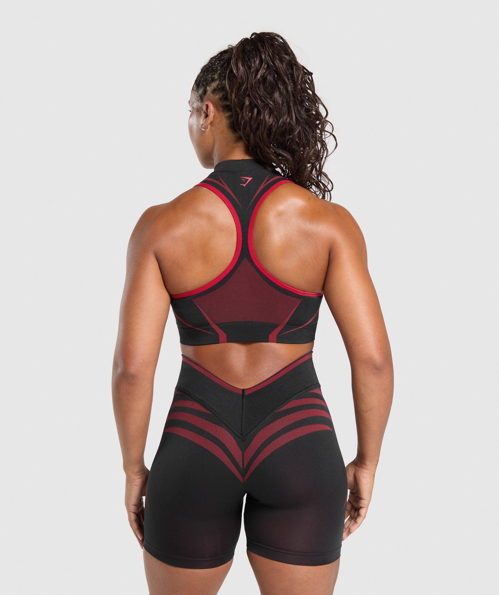 Gymshark Apex Lift Seamless Crop Top - Black/Carmine Red Female Product Image