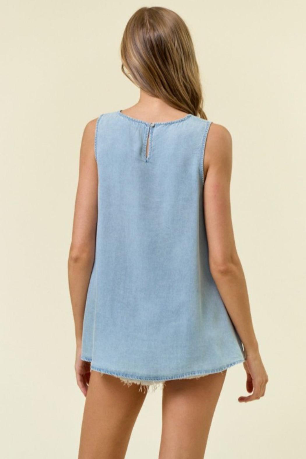 Sleeveless Denim Top Product Image