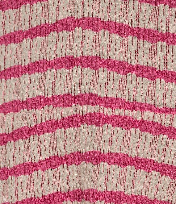 Originality Sleeveless Spaghetti Tie Strap Cinch Front A-Line Striped Dress Product Image