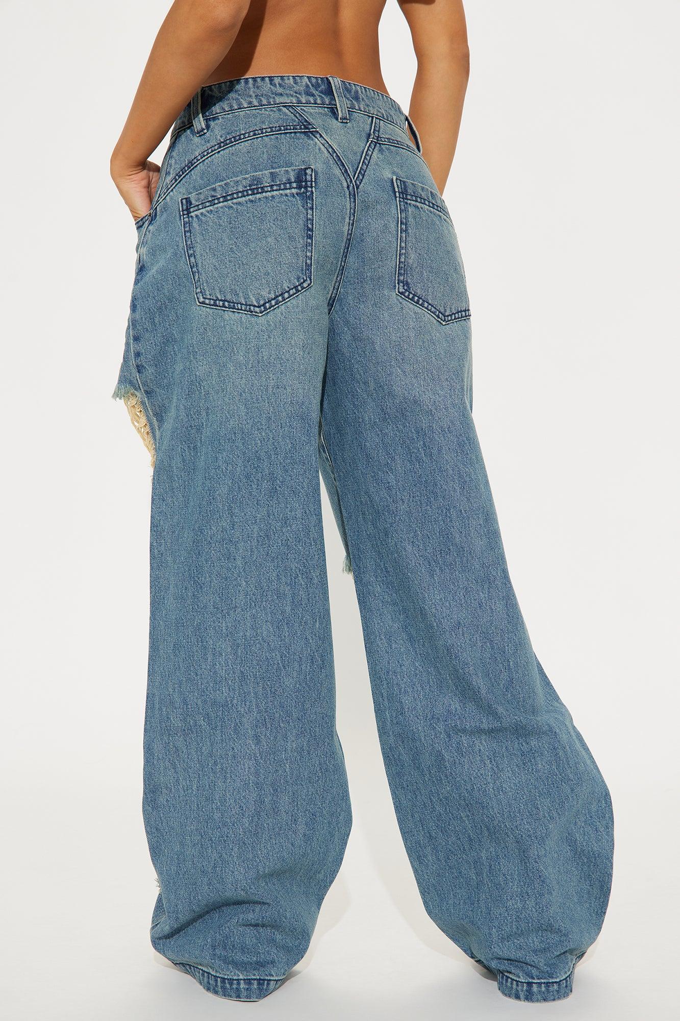 Cleo Ripped Wide Leg Jeans - Vintage Wash Female Product Image