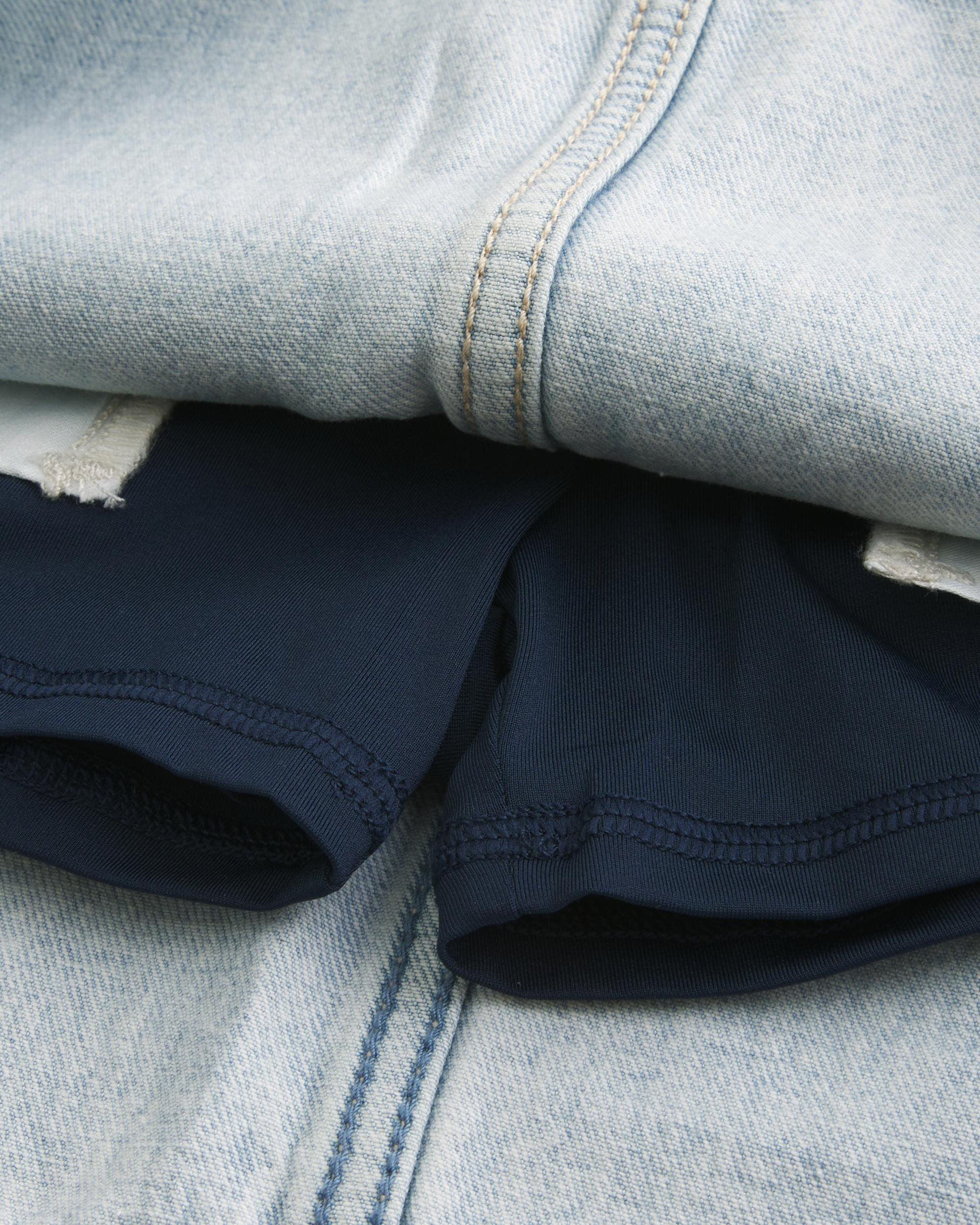 Low-Rise Pink Denim Mini Skort Product Image