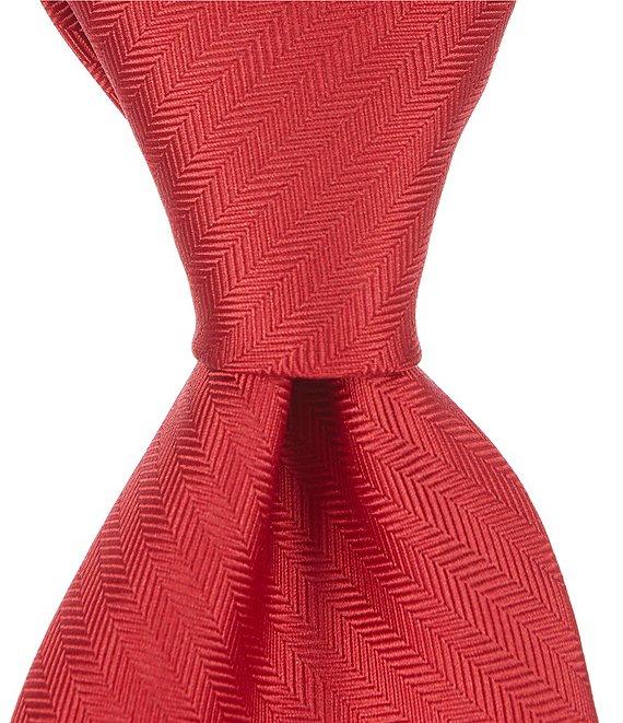 Roundtree & Yorke Big & Tall Herringbone Solid Traditional 3 3/8#double; Silk Tie Product Image