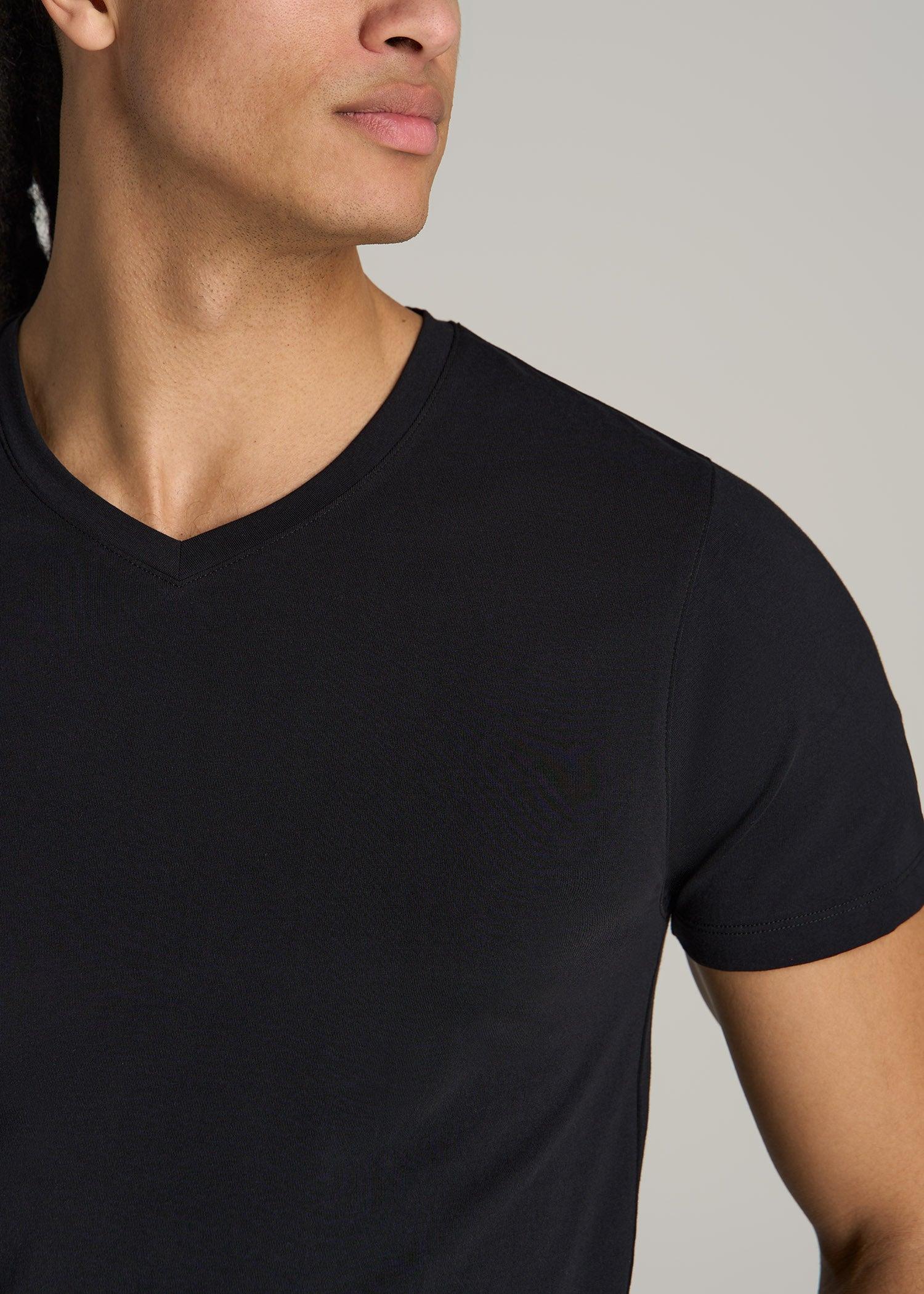 The Essential MODERN-FIT V-Neck Tee for Tall Men in Black Male Product Image