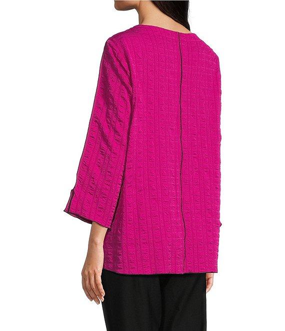 Ali Miles Textured Woven Scoop Neck 3/4 Sleeve Tunic Product Image