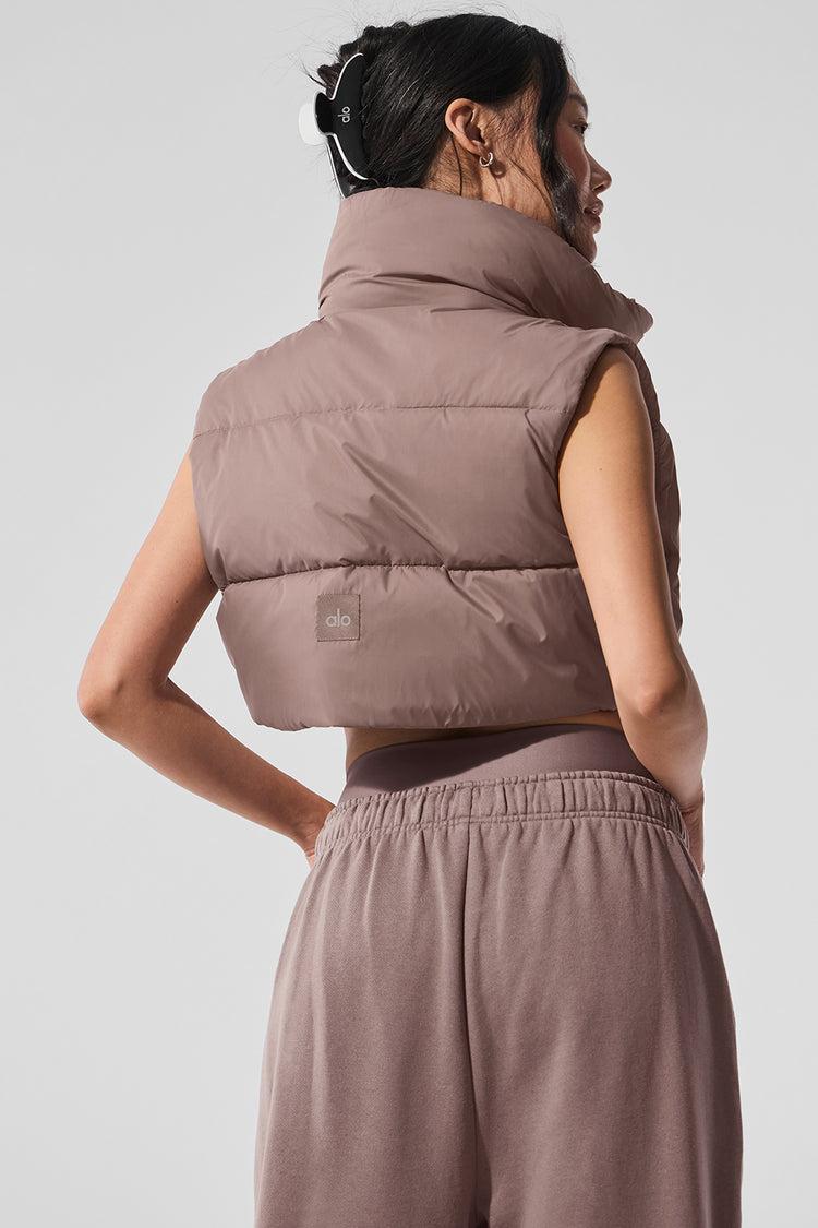 Cropped Gold Rush Puffer Vest - Mushroom Product Image