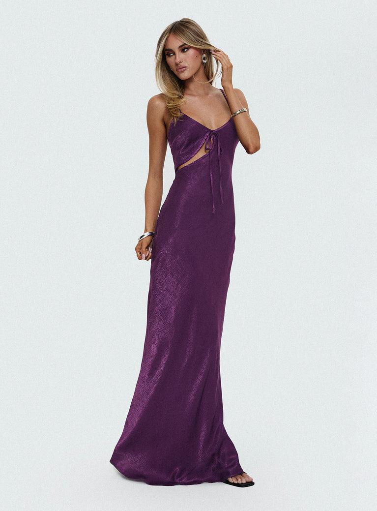 Linger Bias Cut Maxi Dress Purple Product Image