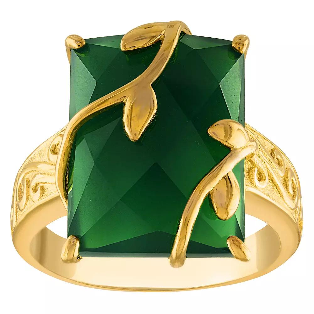 Designs by Gioelli 14k Gold Over Sterling Silver Green Chalcedony Ring, Women's, Size: 10, Gold Tone Product Image