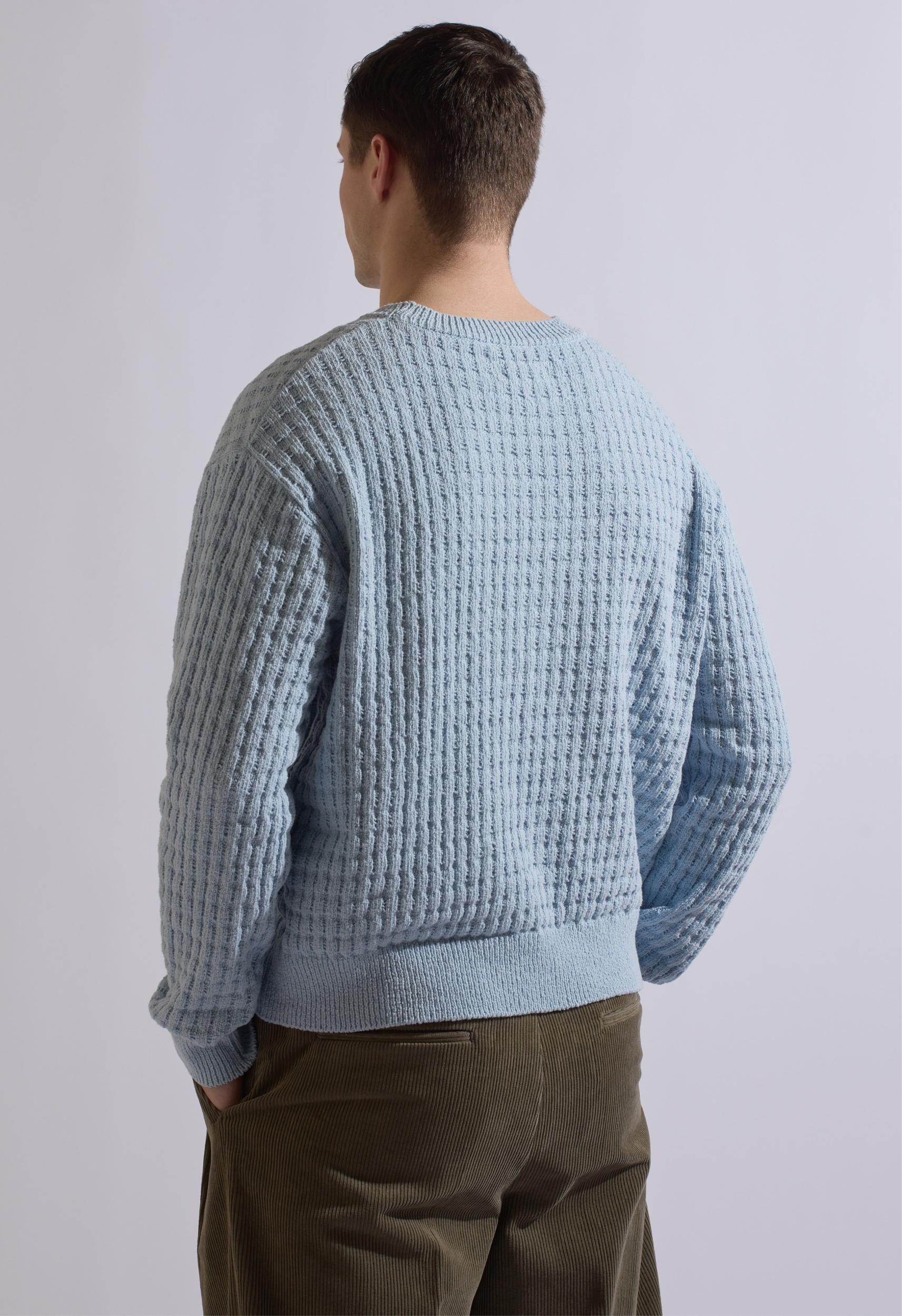 Merino Cable Knit Crew Blue Product Image