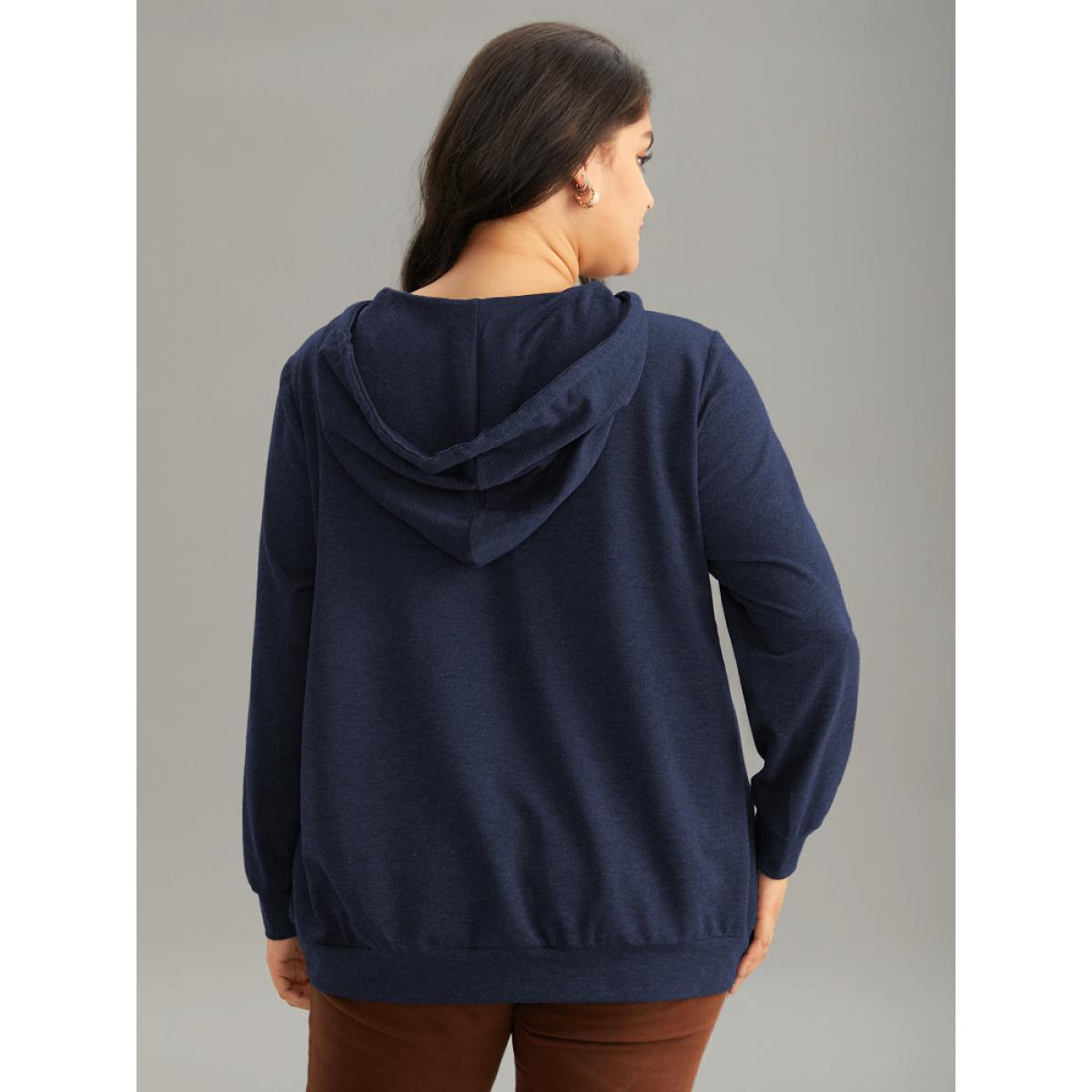 Plus Size Rainbow Print Kangaroo Pocket Hooded Sweatshirt Women Indigo Casual Printed Everyday Sweatshirts BloomChic 26/4X Product Image