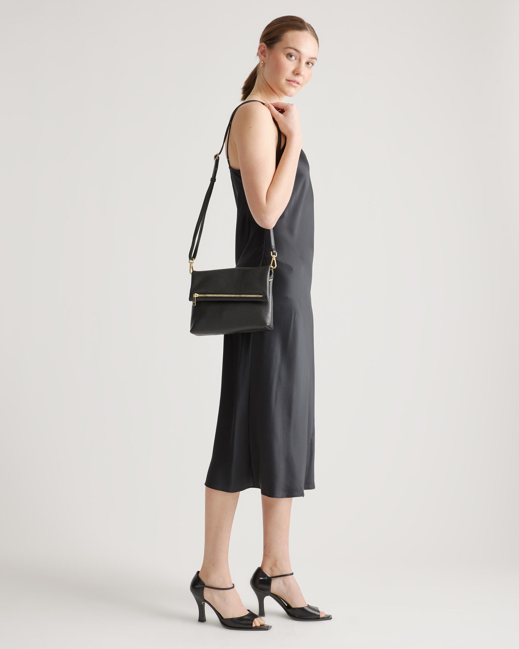 Quince | Women's Italian Leather Convertible Foldover Clutch Product Image