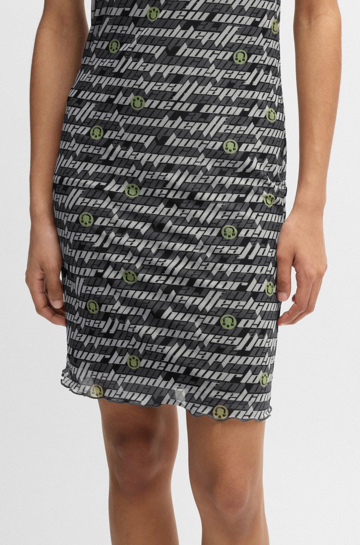 Stretch-mesh bodycon dress with digital print Product Image