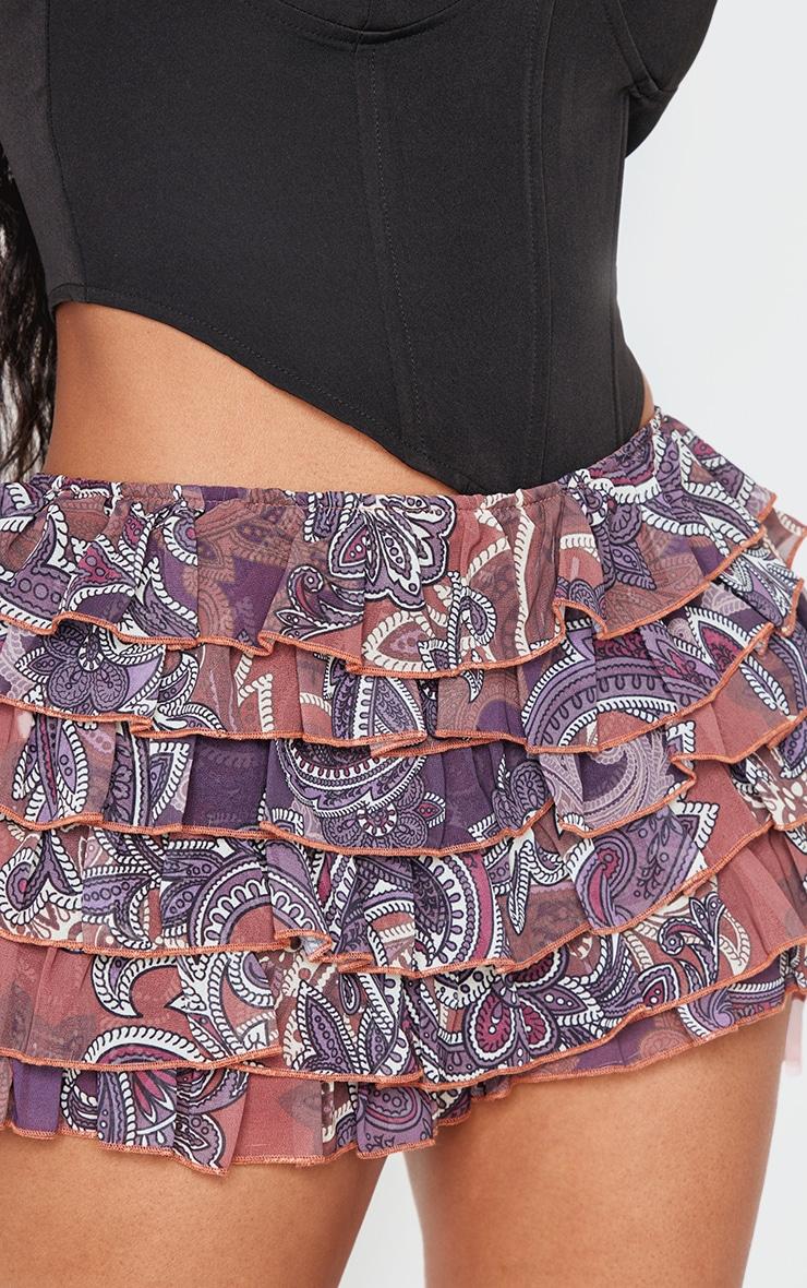 Shape Purple Paisley Print Frill Bloomer Shorts Product Image