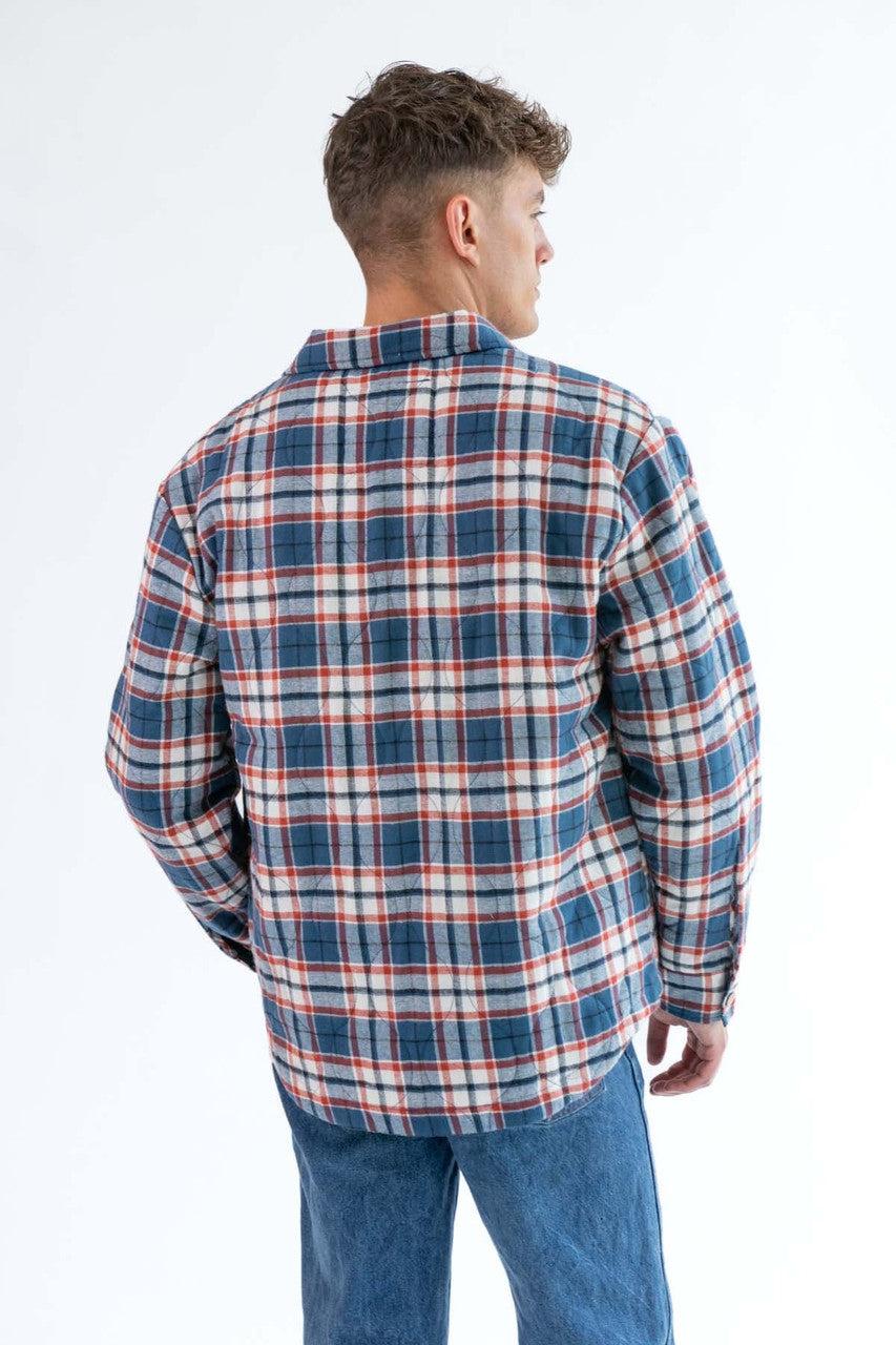 Blue Denim Quilted Plaid Shacket Product Image