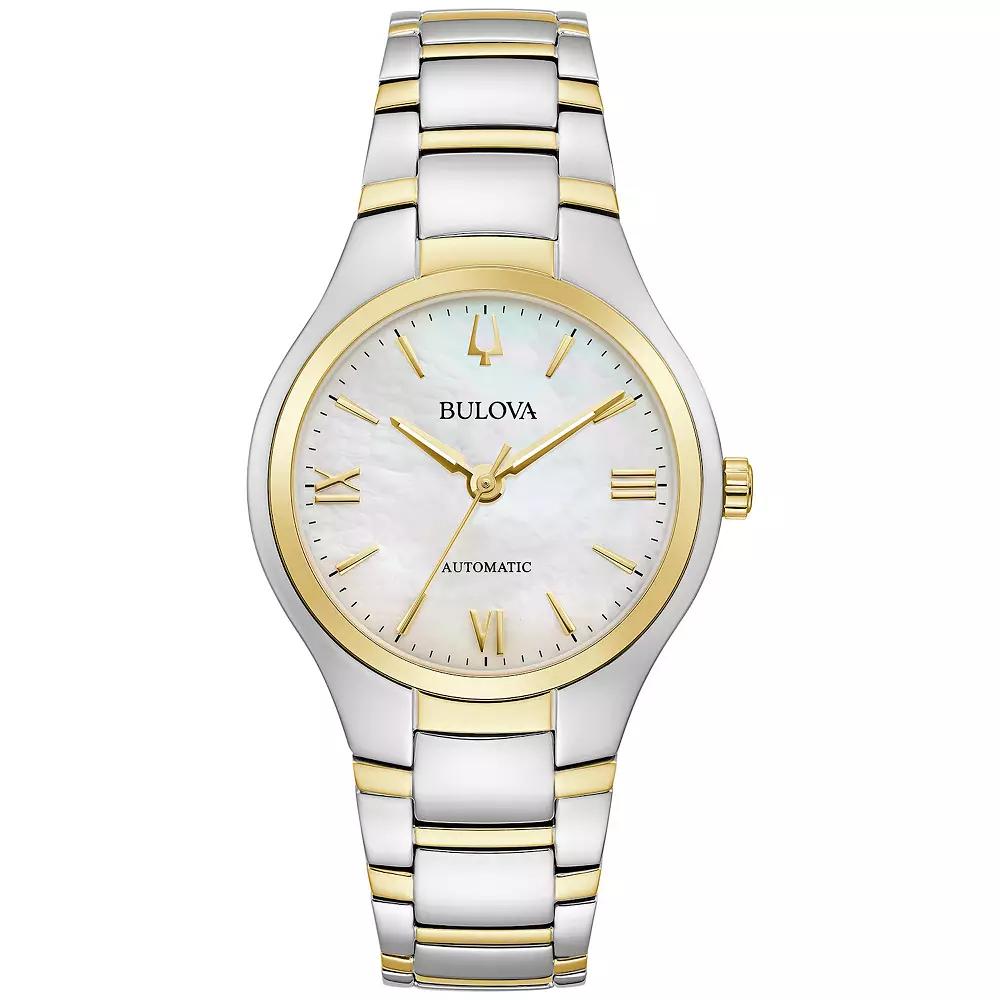 Bulova Women's Classic Two-Tone Stainless Steel Automatic Mother Of Pearl Dial Bracelet Watch - 98L297, Size: Medium, Gold Silver Product Image