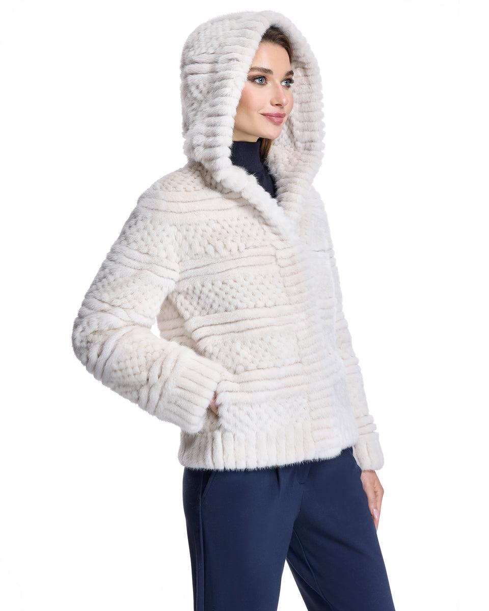Popcorn Hooded Mink Jacket Product Image