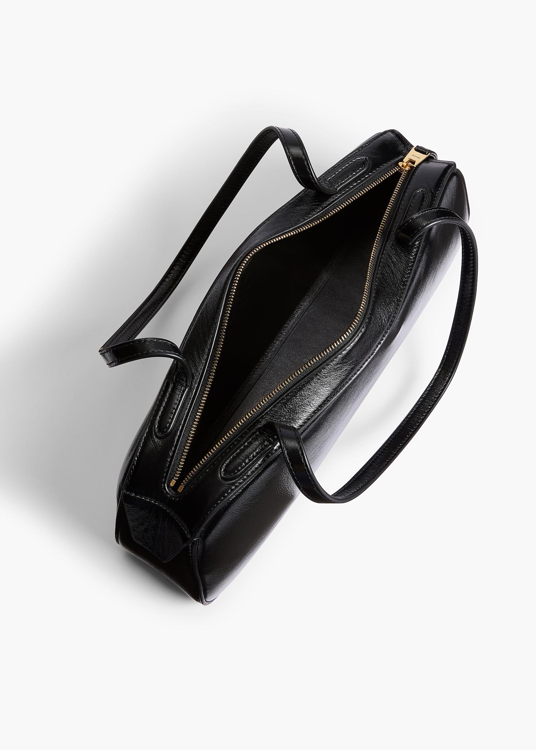 Simona Shoulder Bag in Black Crackle Patent Leather Product Image