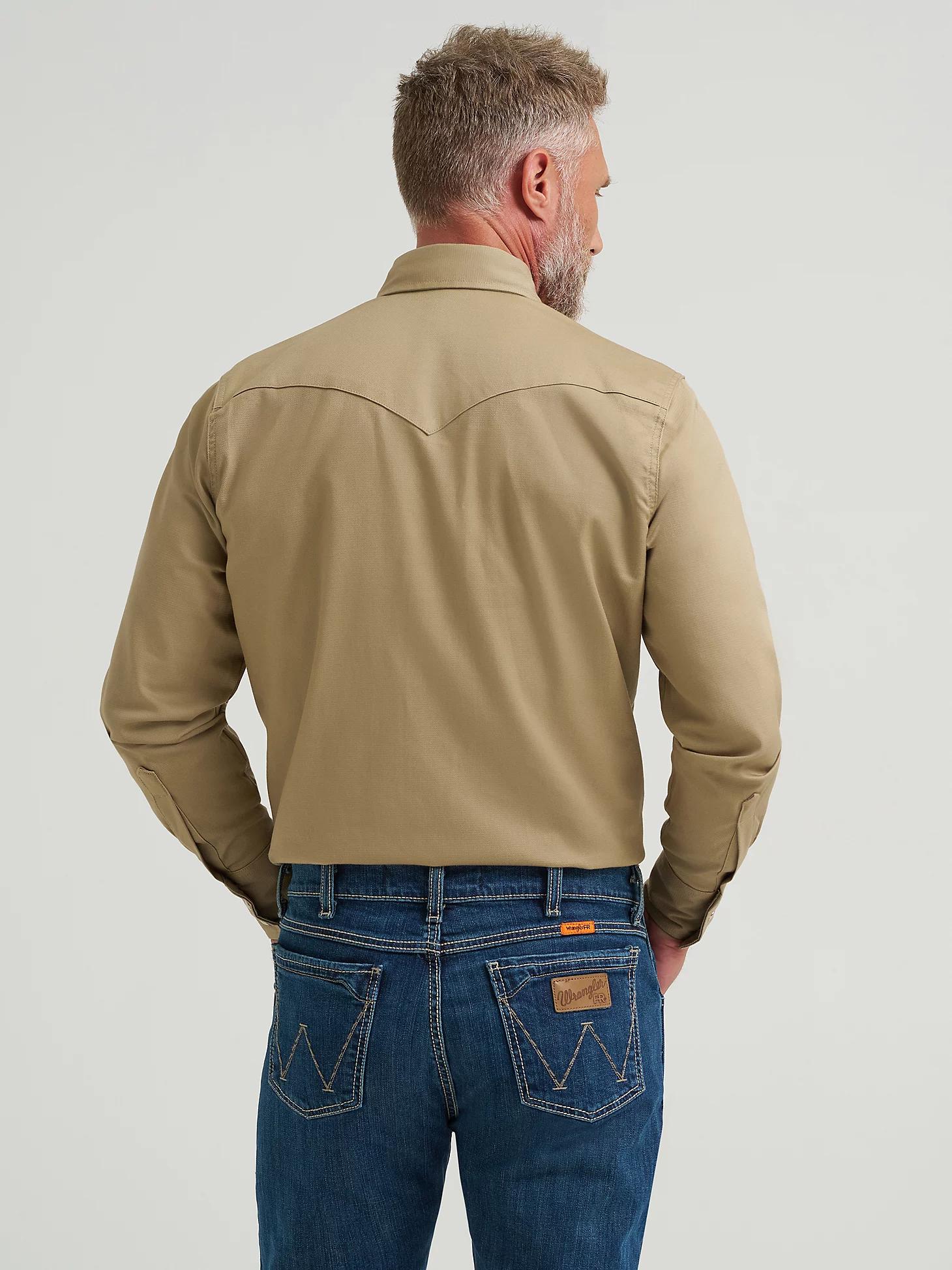 Wrangler® FR Flame-Resistant Long Sleeve Western Snap Solid Twill Work Shirt | Men's SHIRTS | Wrangler® Product Image
