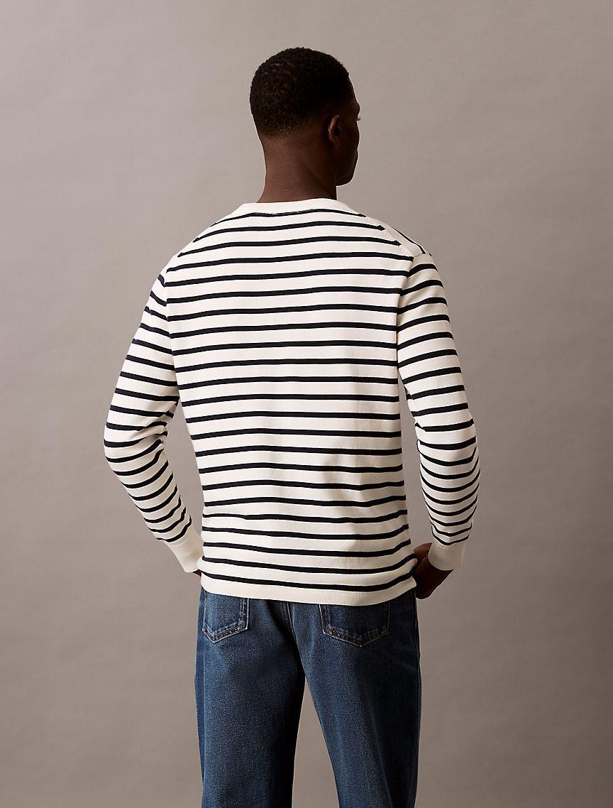 Smooth Cotton Striped Classic Sweater Product Image
