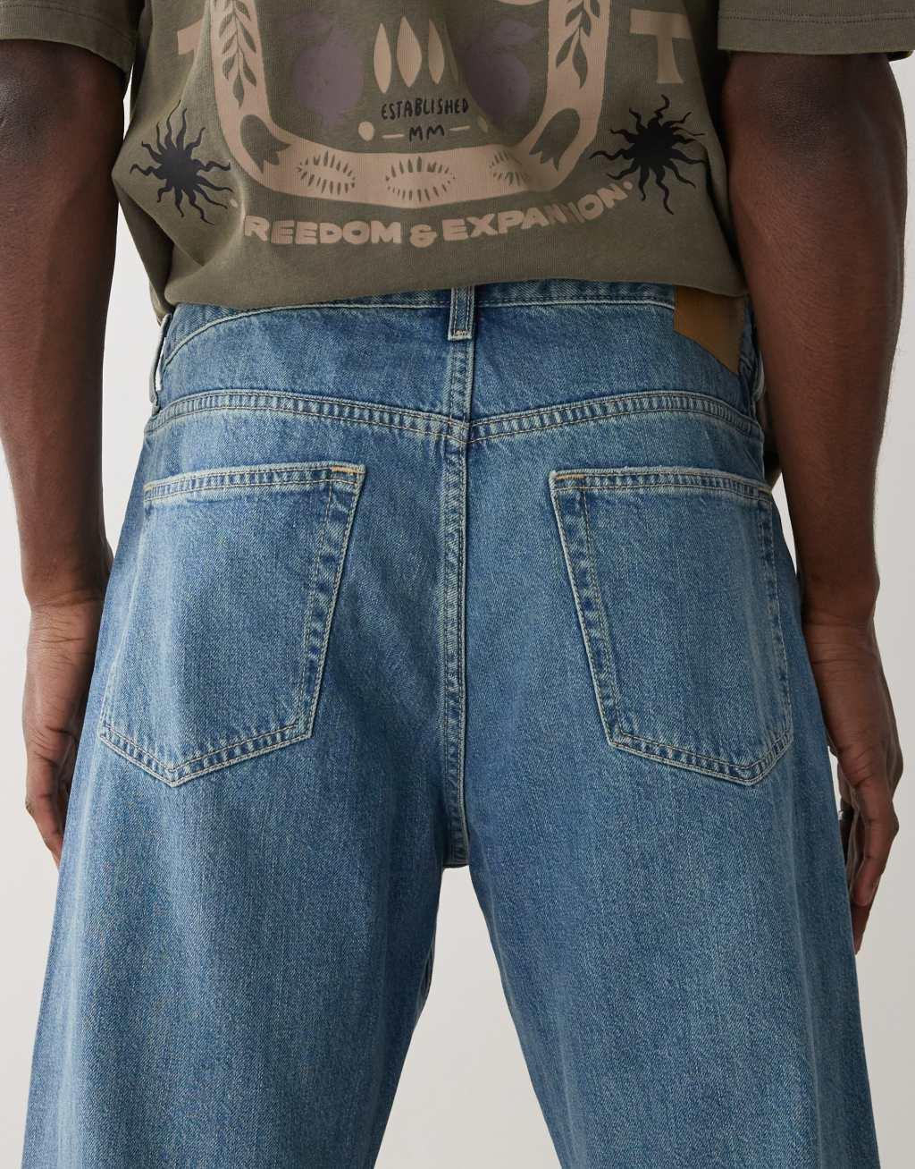 Weekday Space relaxed fit straight leg jeans in blue wash Product Image